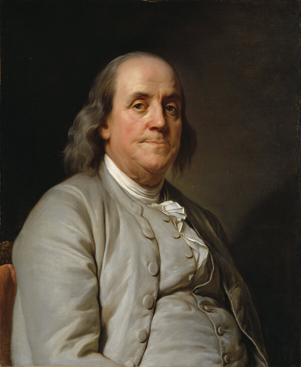 پرتره‌ی بنجامین فرانکلین، اثرِ Joseph Duplessis (سالِ ۱۷۸۵)